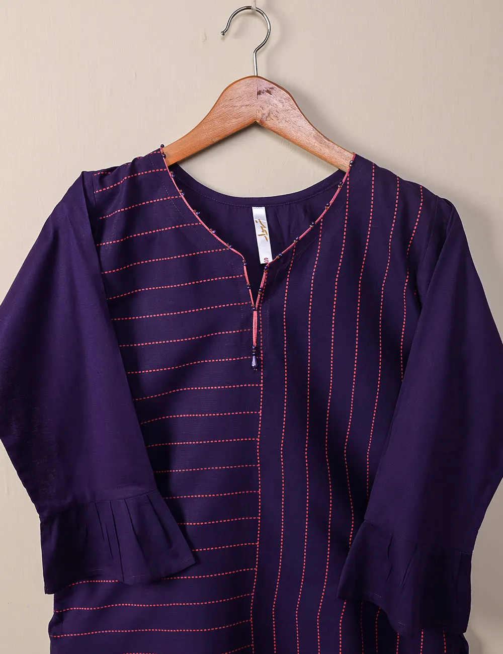 TS-105A-Purple - Cotton Printed Stitched Kurti