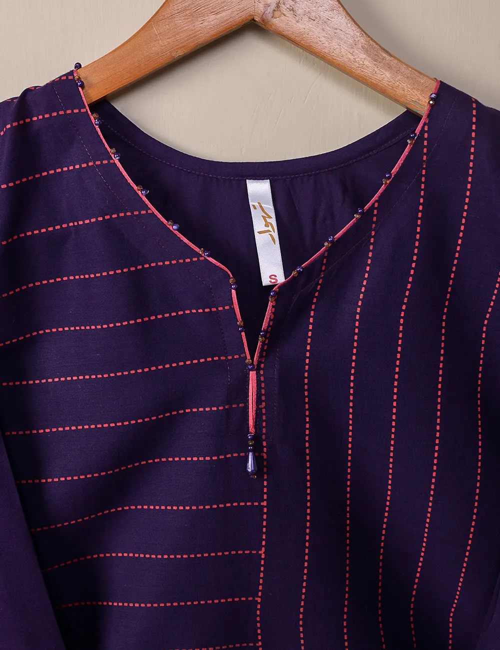 TS-105A-Purple - Cotton Printed Stitched Kurti