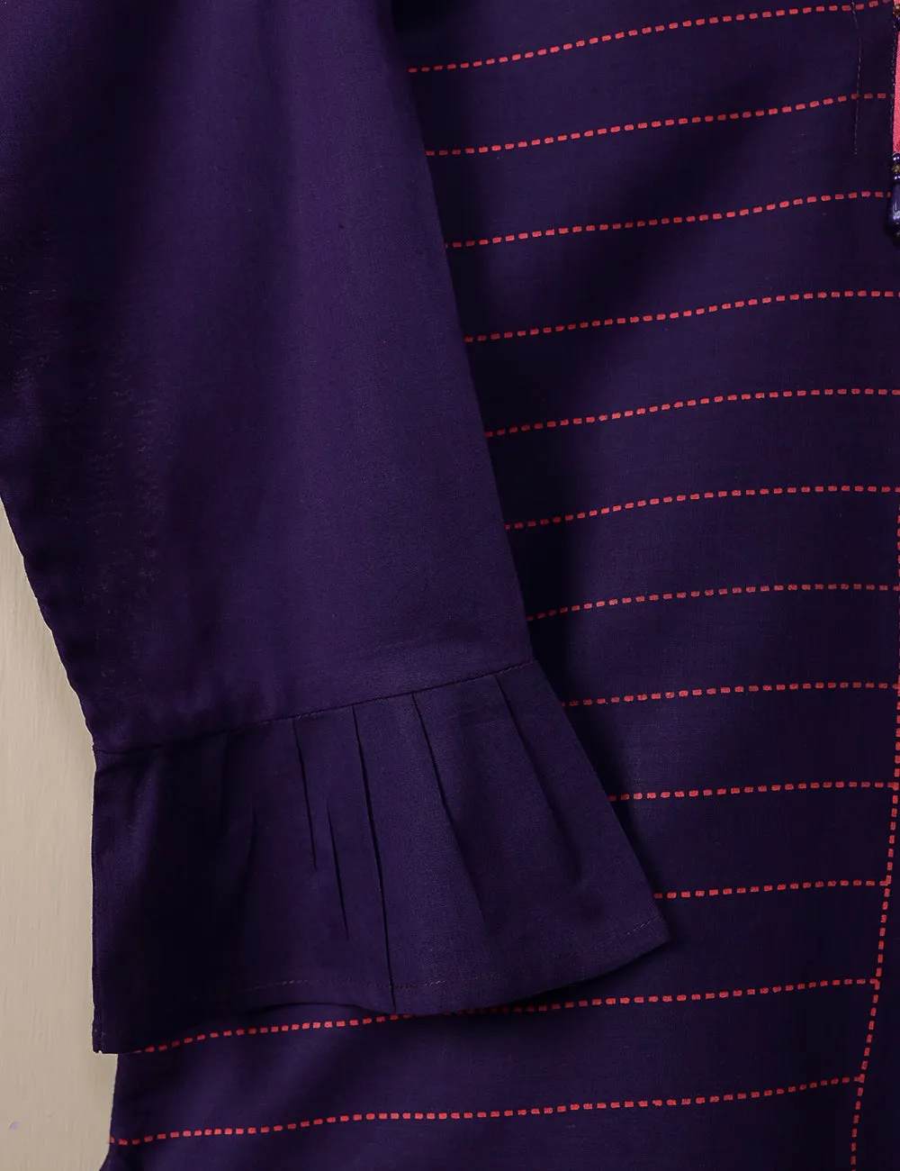 TS-105A-Purple - Cotton Printed Stitched Kurti
