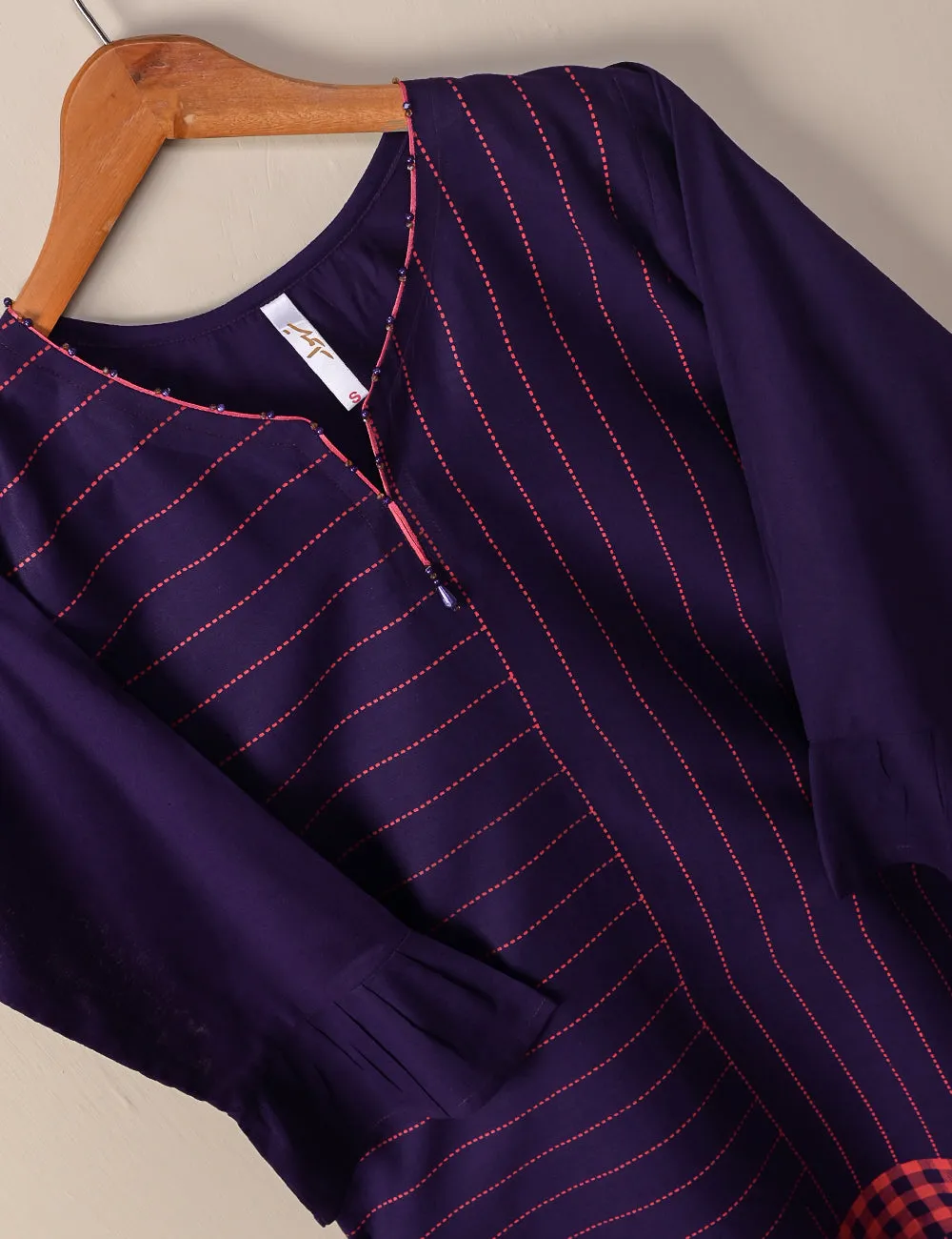 TS-105A-Purple - Cotton Printed Stitched Kurti