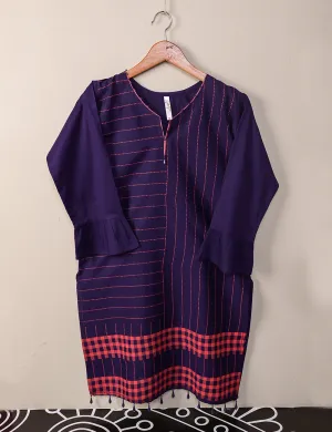 TS-105A-Purple - Cotton Printed Stitched Kurti