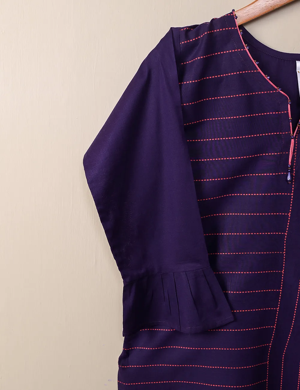 TS-105A-Purple - Cotton Printed Stitched Kurti