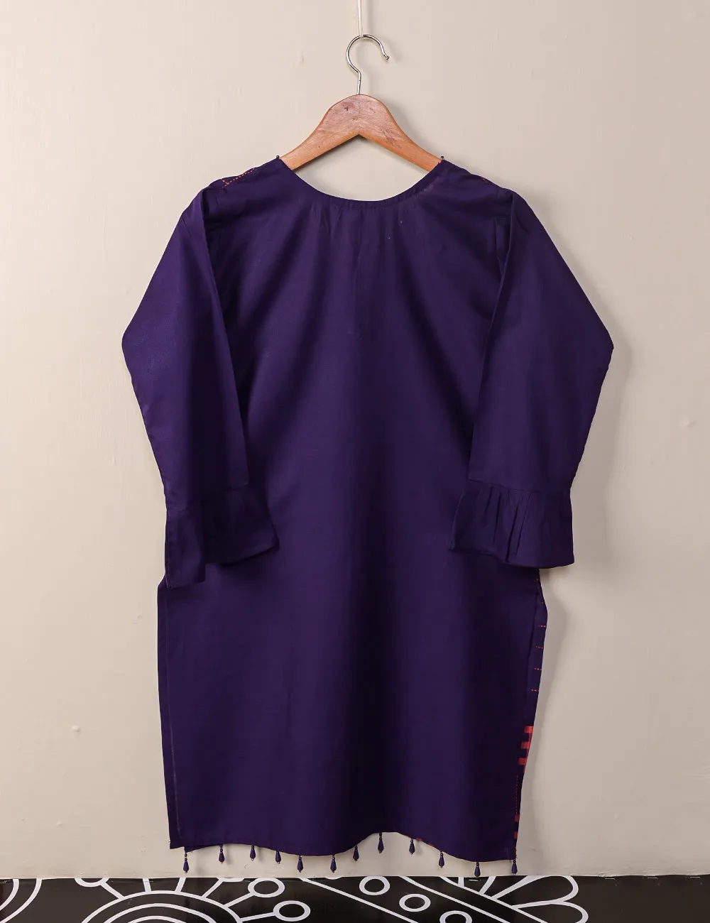 TS-105A-Purple - Cotton Printed Stitched Kurti