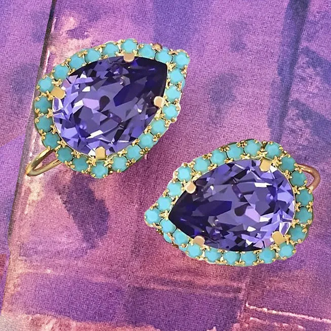 turquoise & amethyst teardrops