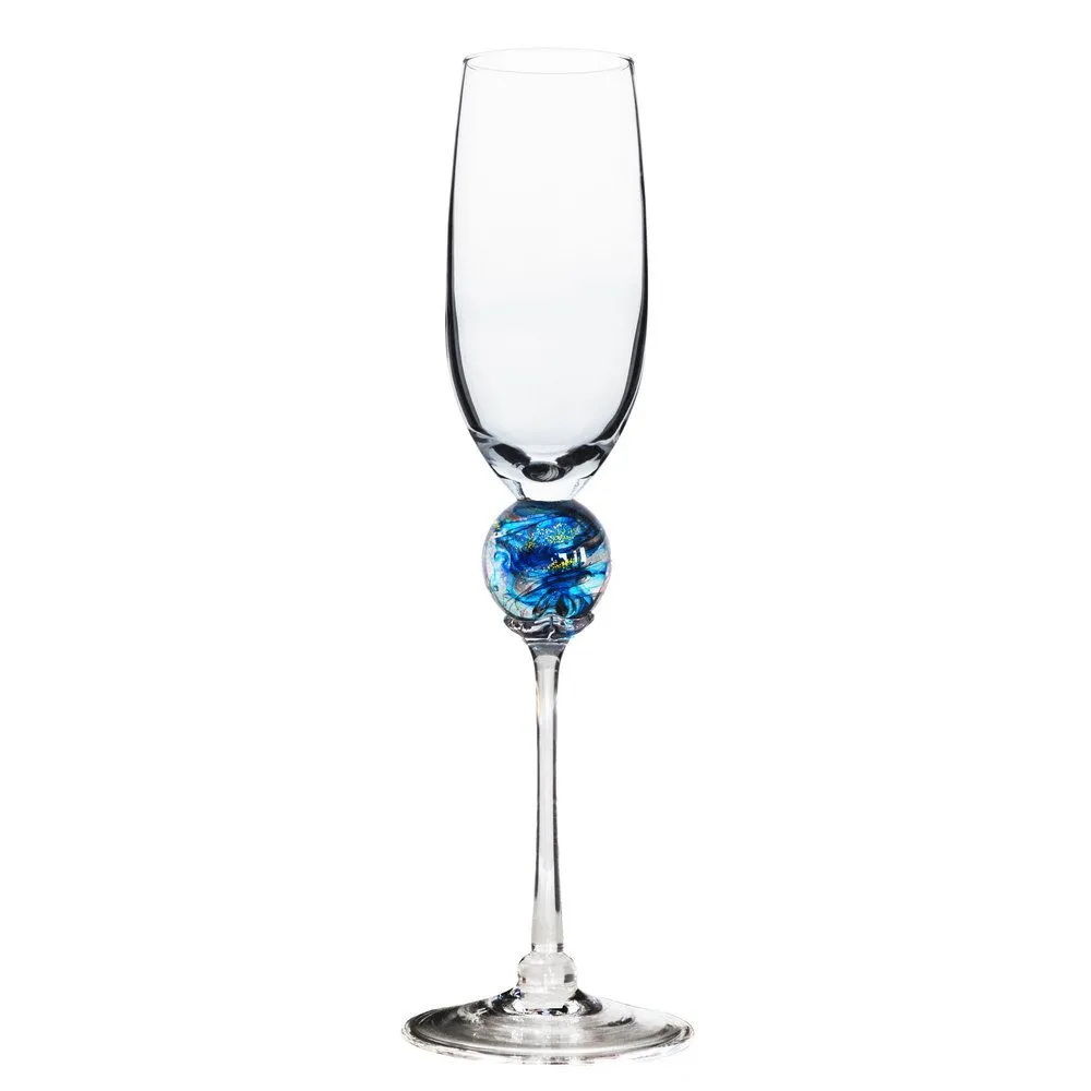 Turquoise Planet Champagne Flute