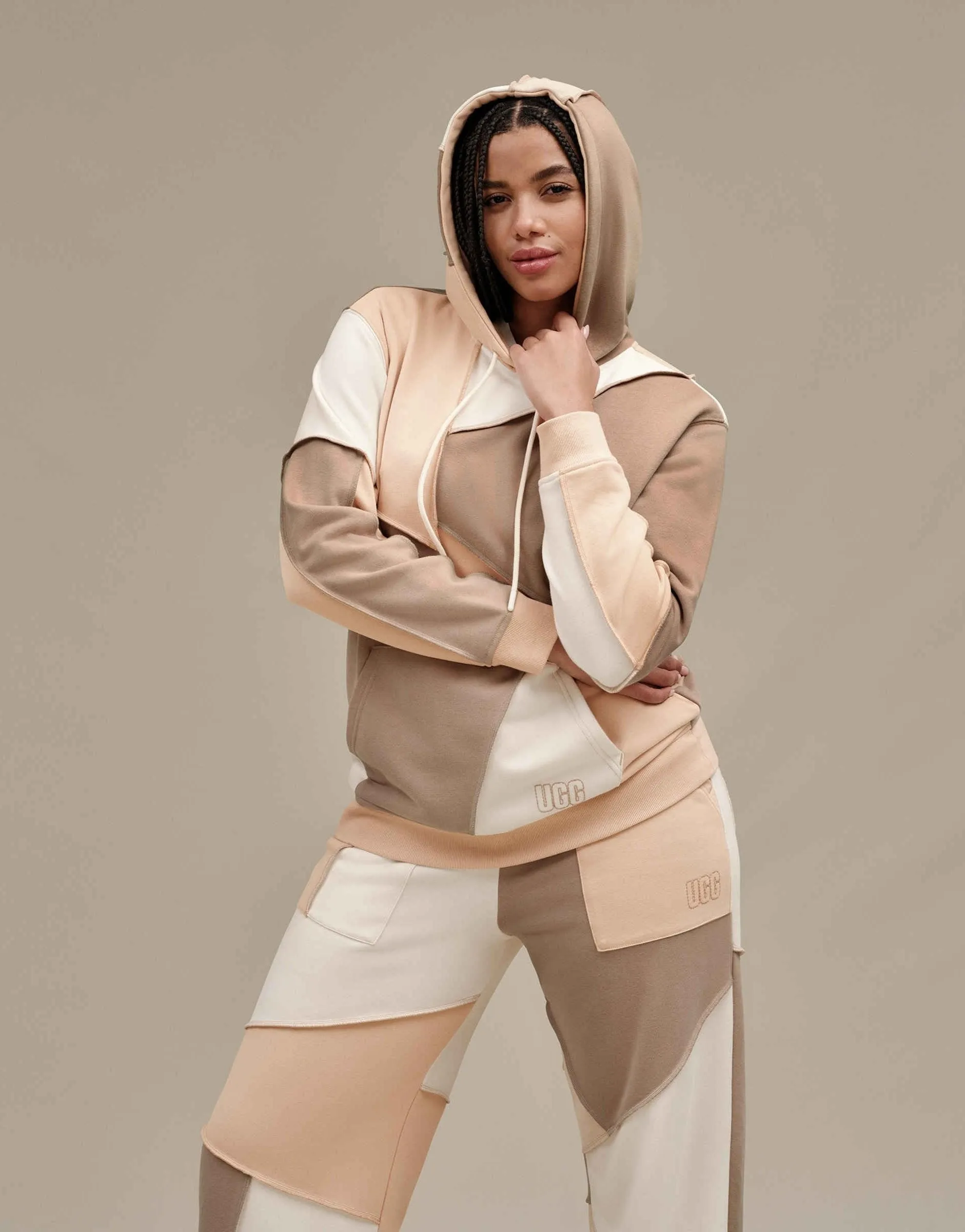 UGG Raini Piecework Hoodie in Sand Multi