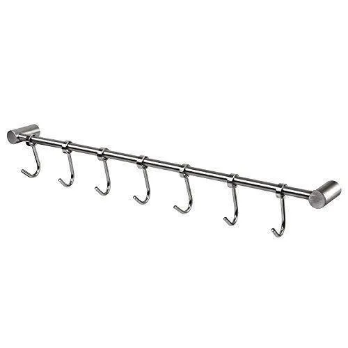 Urevised Kitchen Rail Rack Wall Mounted Utensil Hanging Rack Stainless Steel Hanger Hooks for Kitchen Tools, Pot, Towel