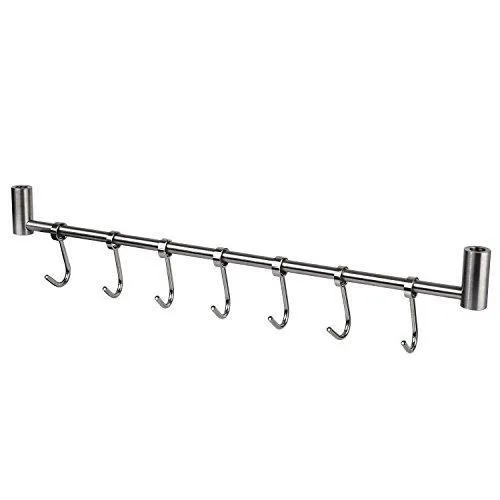 Urevised Kitchen Rail Rack Wall Mounted Utensil Hanging Rack Stainless Steel Hanger Hooks for Kitchen Tools, Pot, Towel