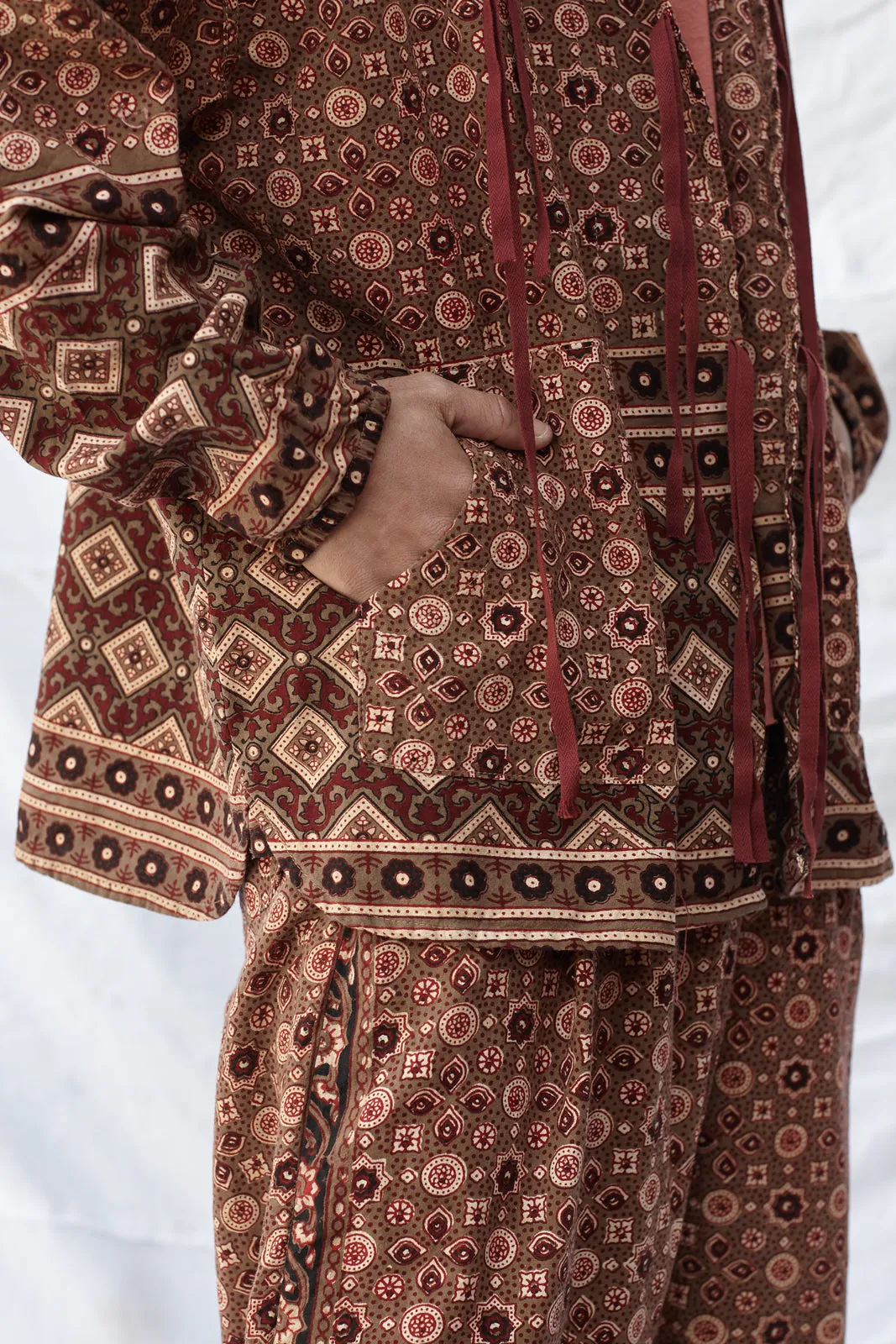 Utility Hoodie in Ajrakh Coffee