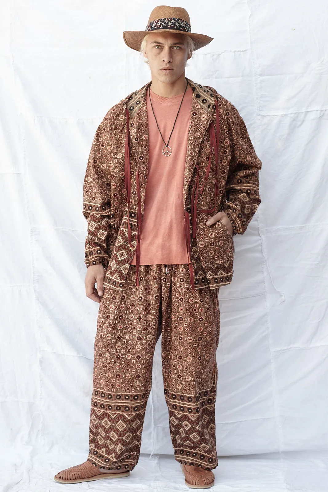 Utility Hoodie in Ajrakh Coffee