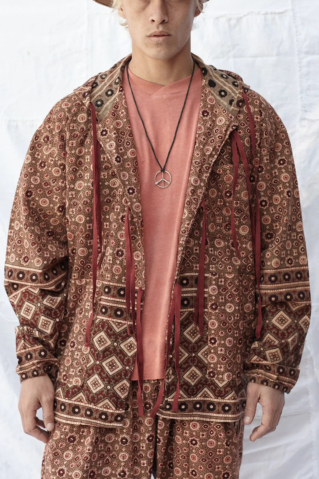 Utility Hoodie in Ajrakh Coffee