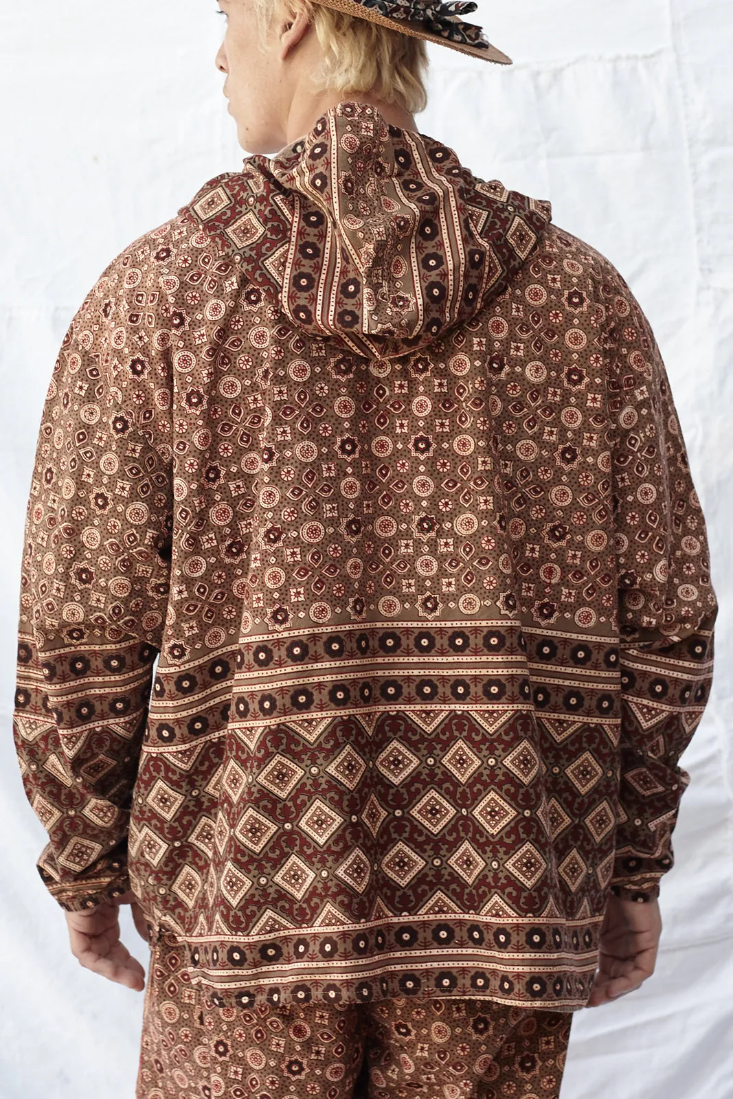 Utility Hoodie in Ajrakh Coffee