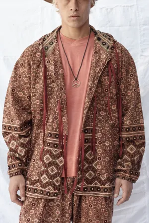 Utility Hoodie in Ajrakh Coffee