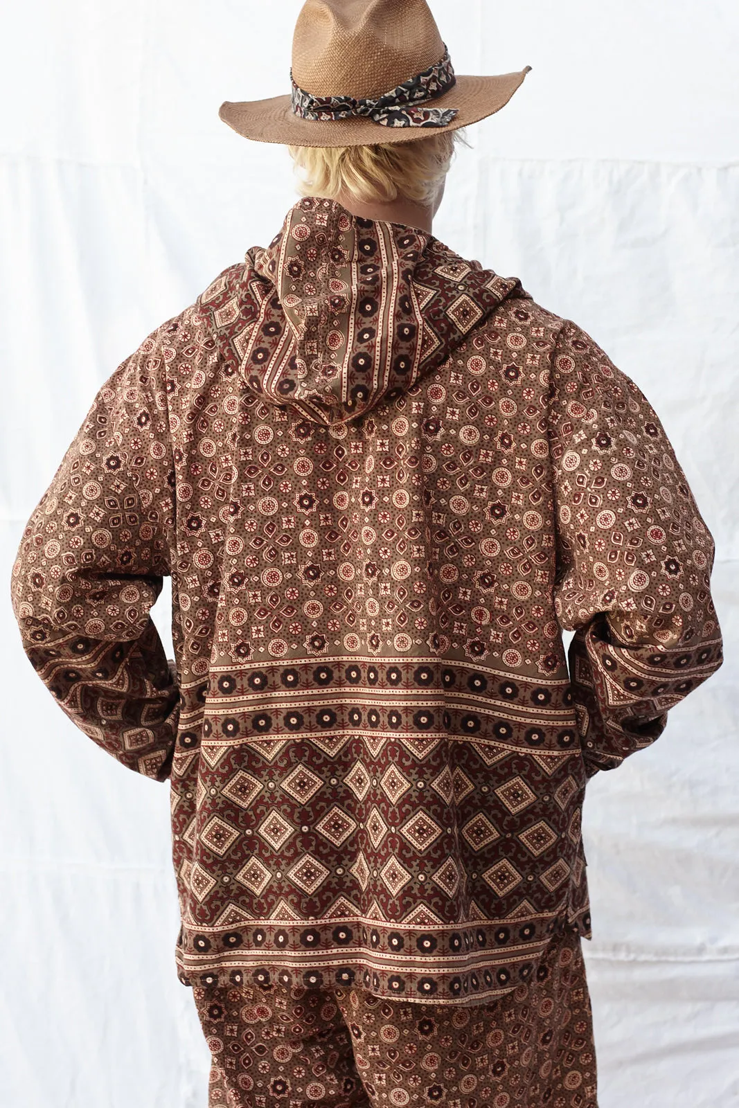 Utility Hoodie in Ajrakh Coffee