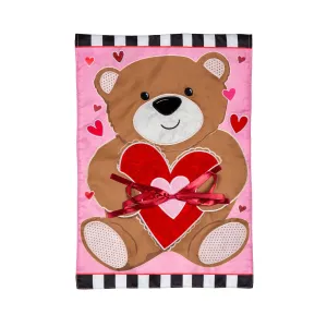 Valentine's Bear Applique Garden Flag,169655