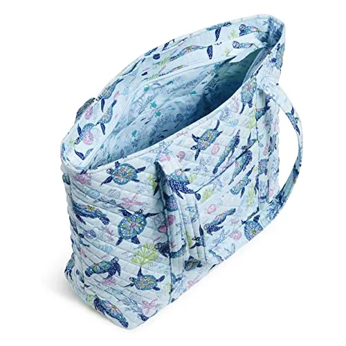 Vera Bradley Women's Cotton Vera Tote Bag, Turtle Dream - Recycled Cotton, One Size