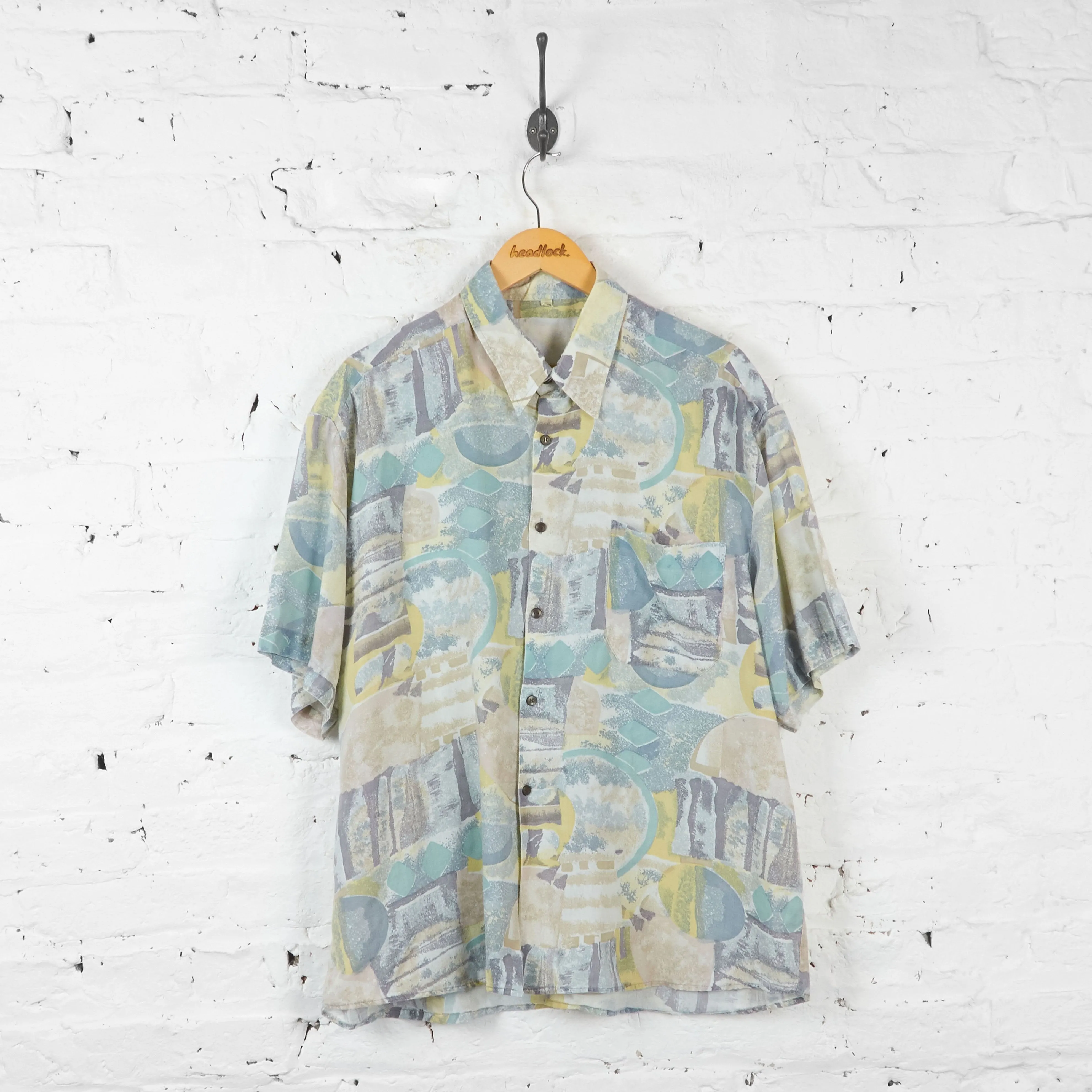 Vintage Abstract Party Shirt - Blue - XL
