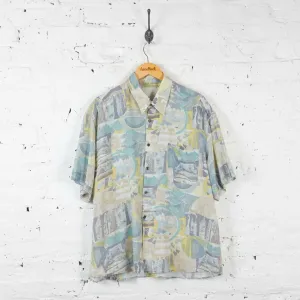 Vintage Abstract Party Shirt - Blue - XL