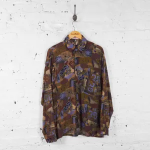 Vintage Abstract Party Shirt - Brown - L