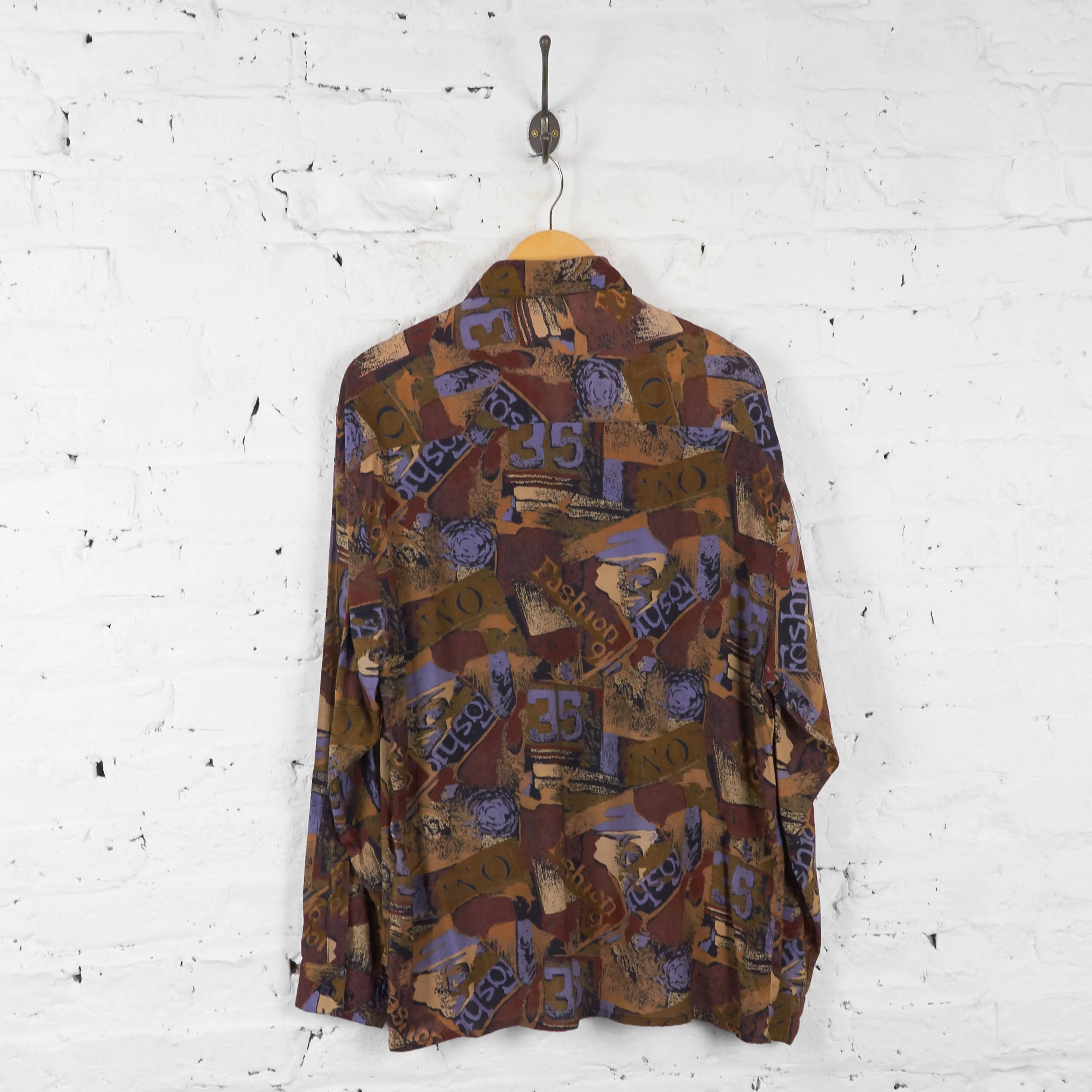 Vintage Abstract Party Shirt - Brown - L