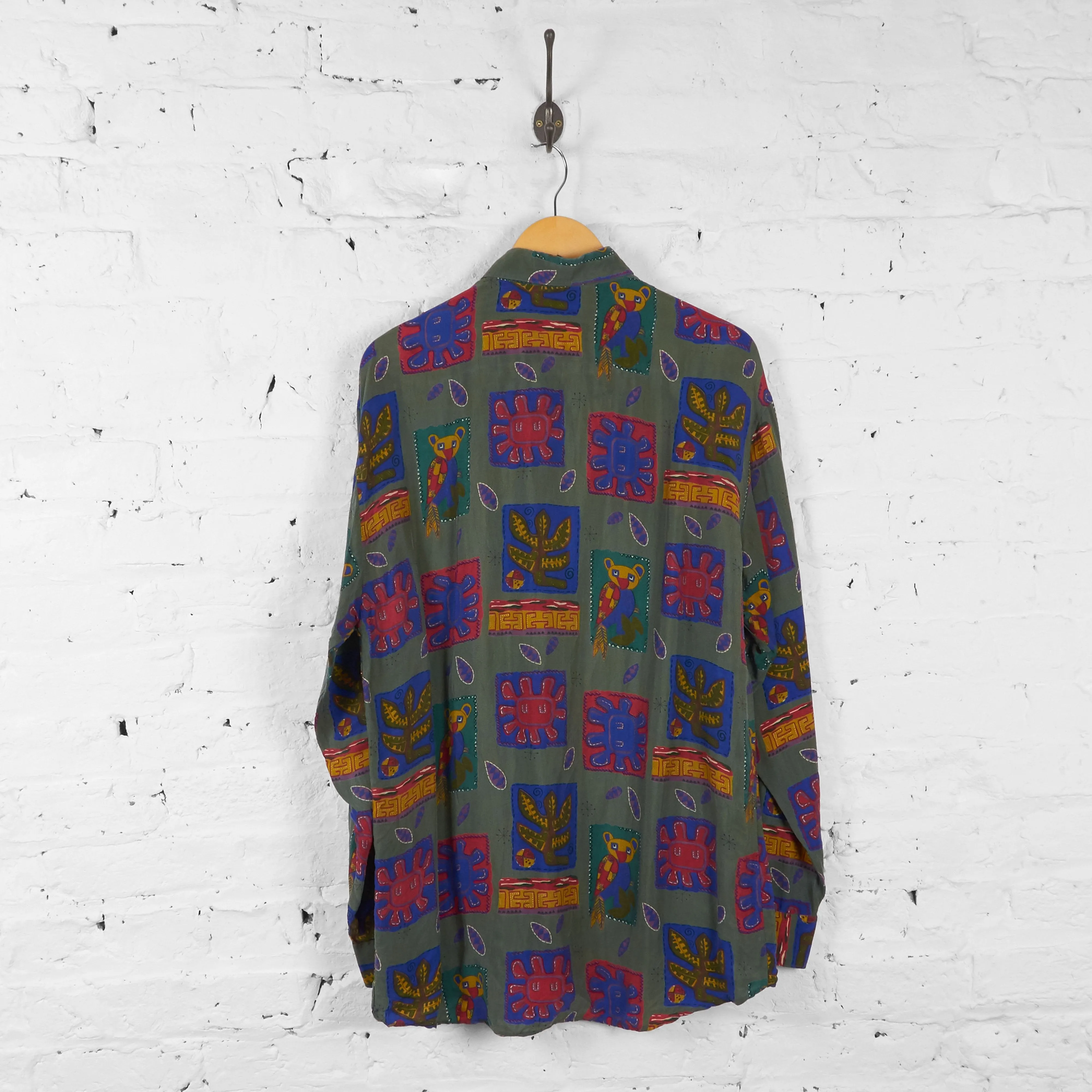 Vintage Abstract Party Shirt - Green - M