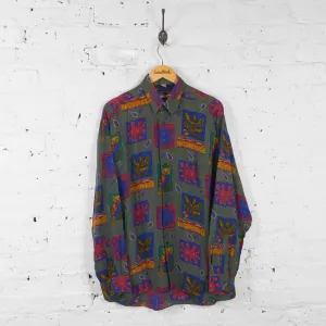 Vintage Abstract Party Shirt - Green - M