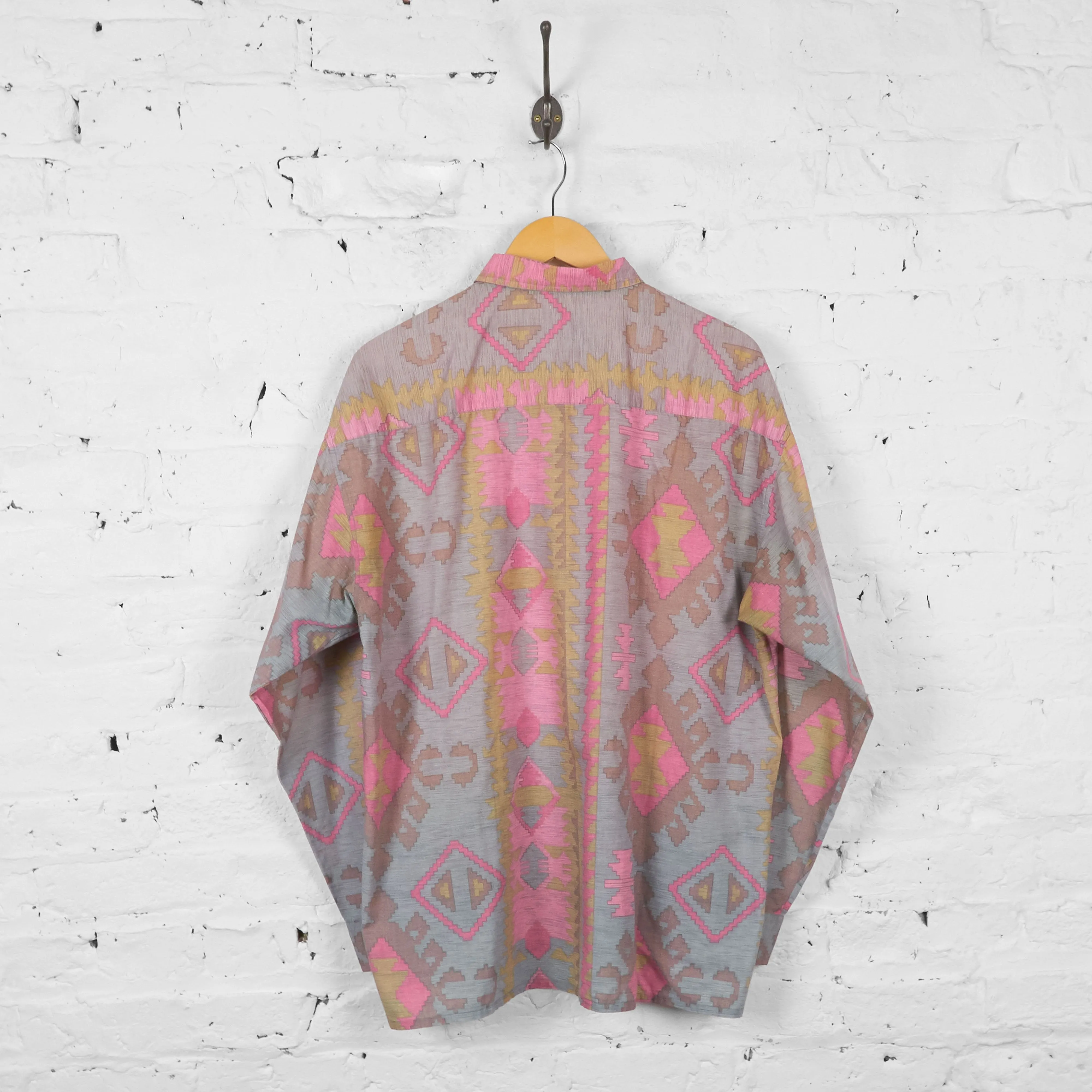 Vintage Abstract Party Shirt - Pink - L