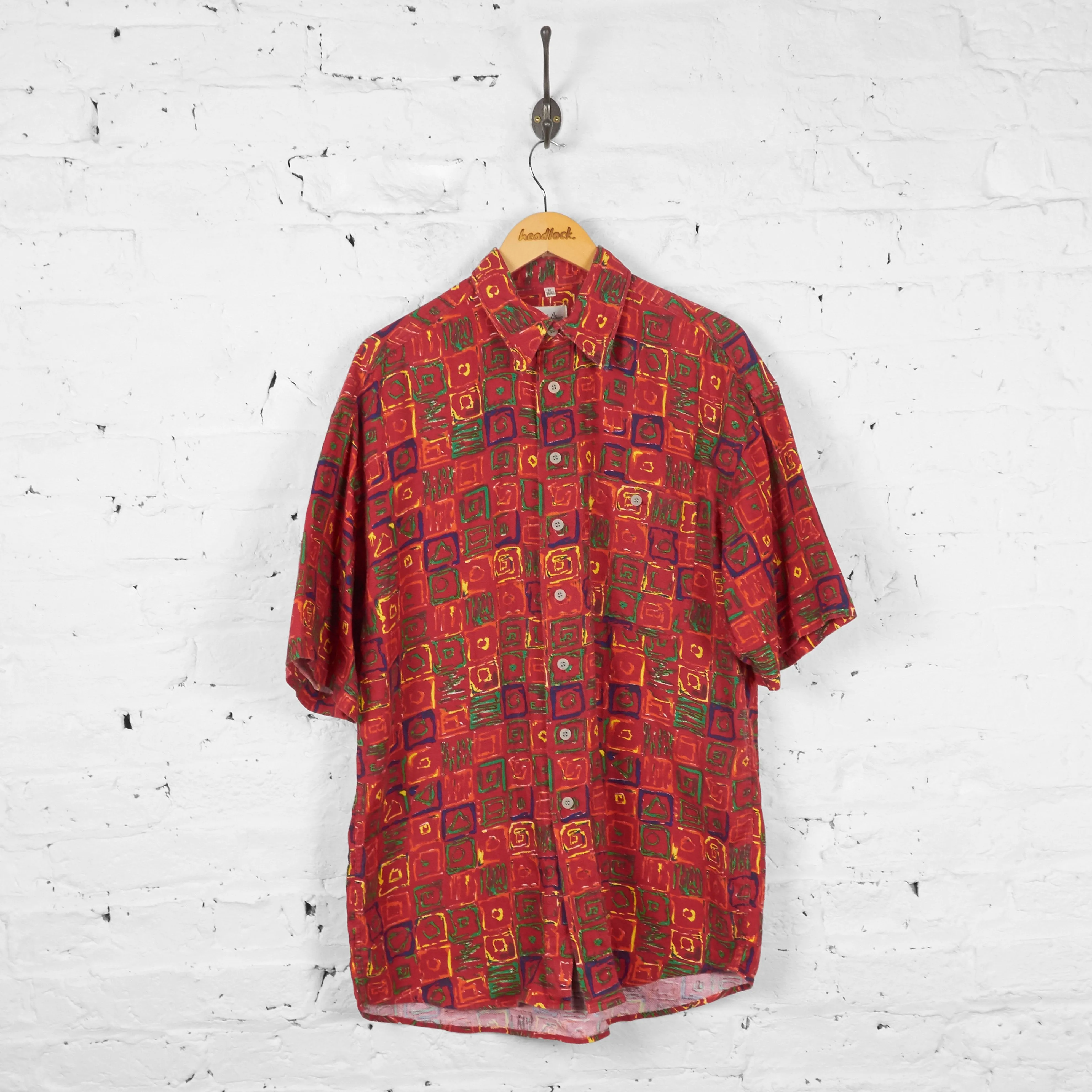 Vintage Abstract Party Shirt - Red - M