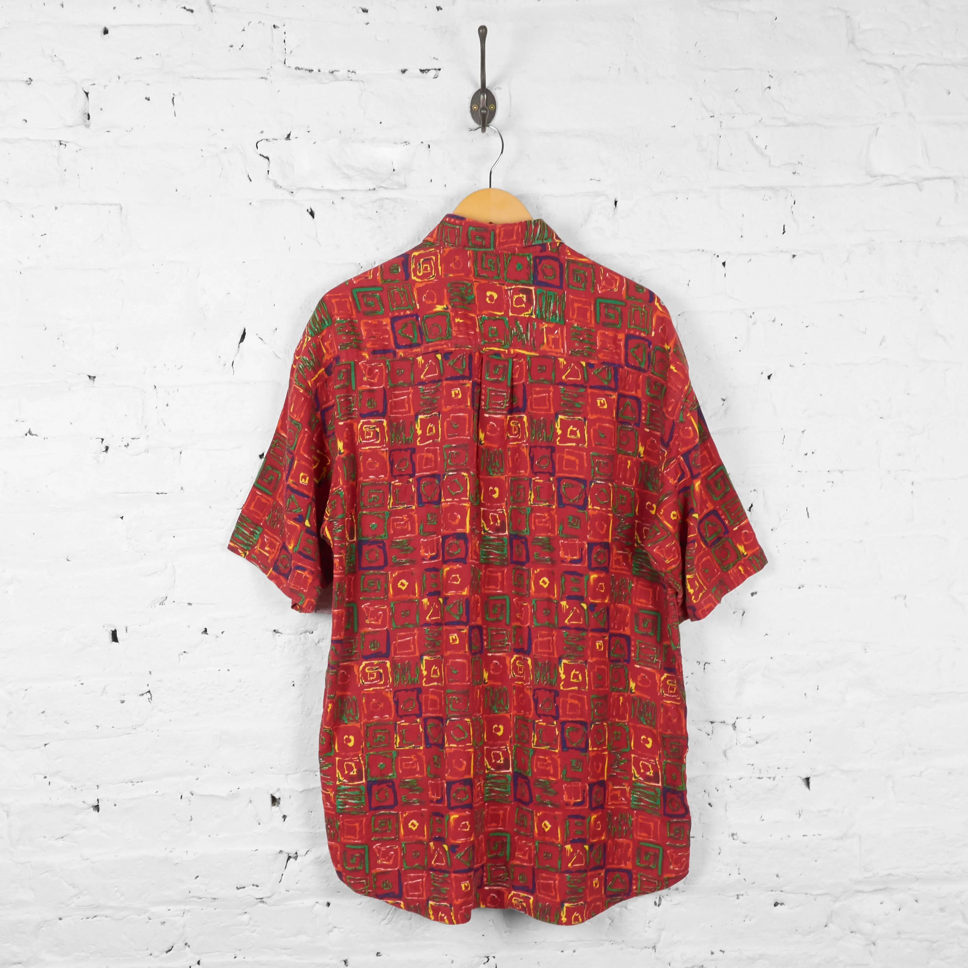 Vintage Abstract Party Shirt - Red - M