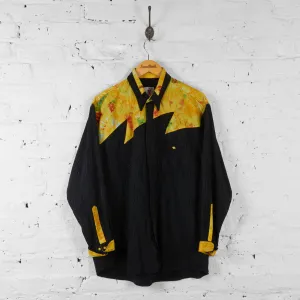 Vintage Abstract Pattern Shirt - Black/Yellow - XL