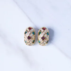 Vintage Savvy Swarovski Jewel Tone Rhinestone Statement Earrings