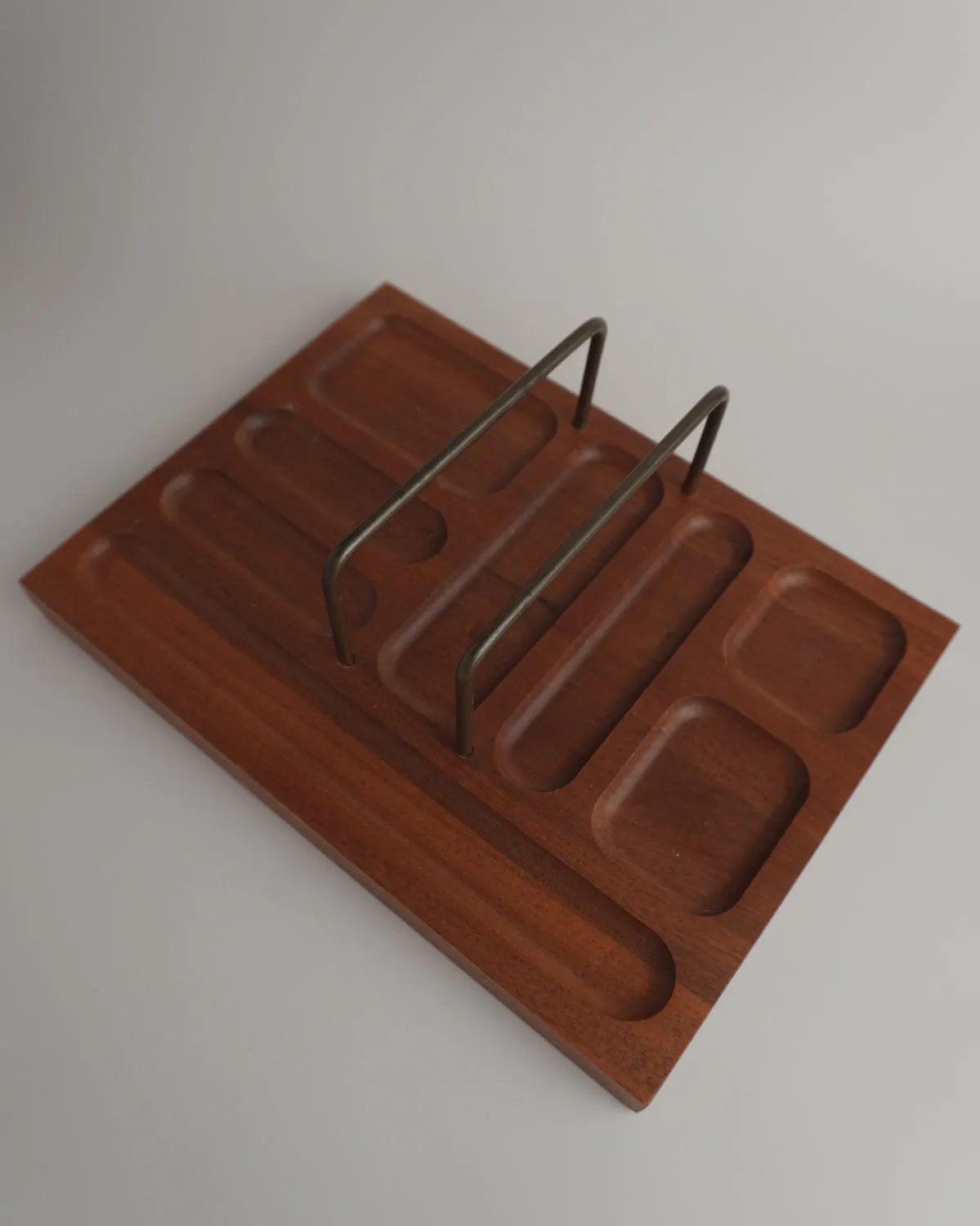 VINTAGE WALNUT & BRASS DESK VALET TRAY