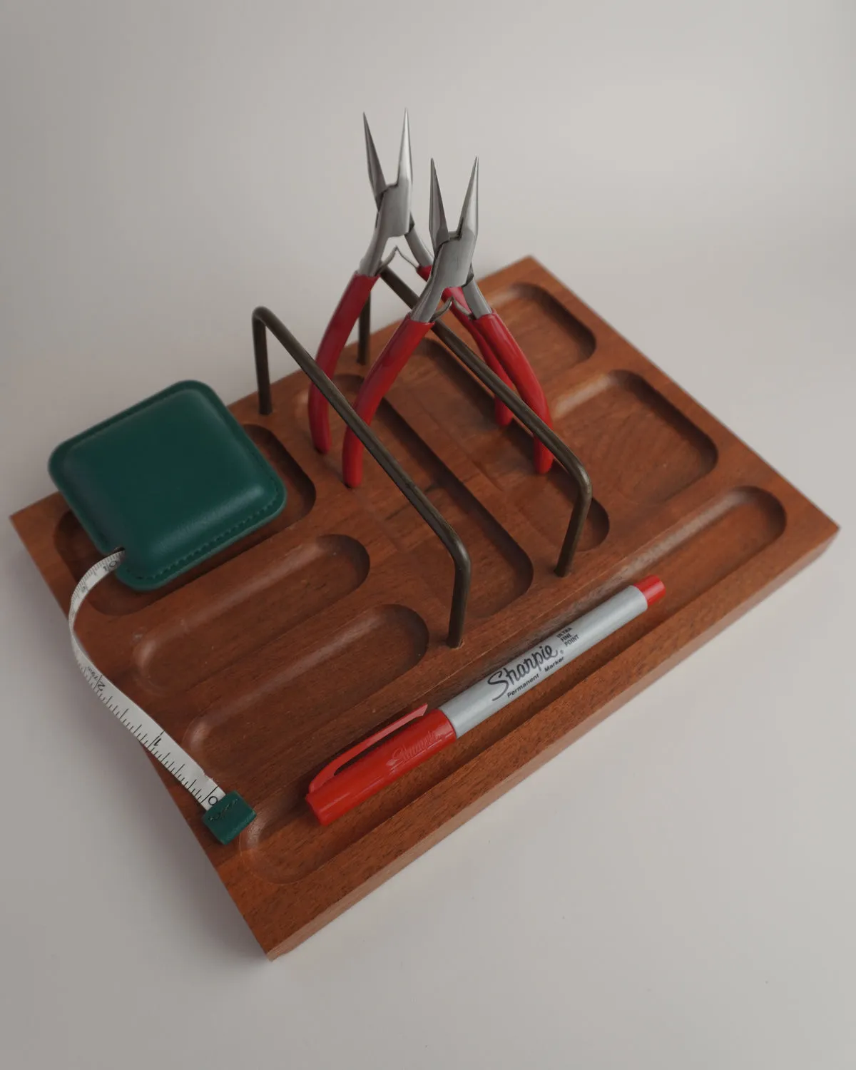 VINTAGE WALNUT & BRASS DESK VALET TRAY