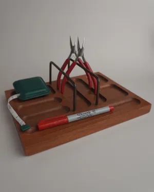 VINTAGE WALNUT & BRASS DESK VALET TRAY