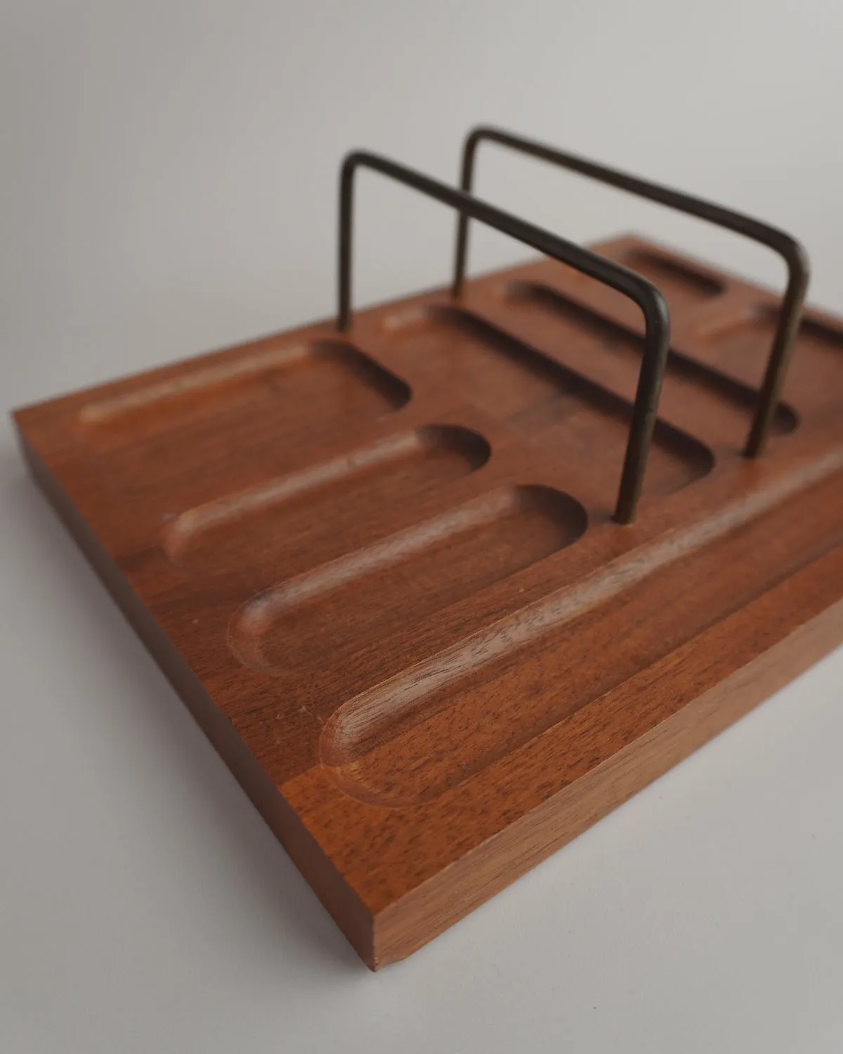 VINTAGE WALNUT & BRASS DESK VALET TRAY