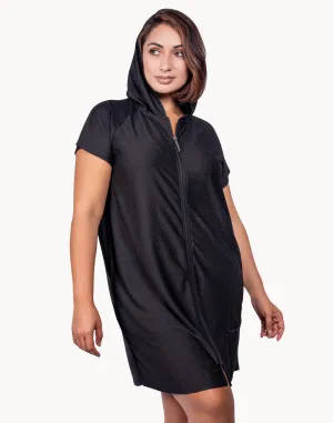 Waffle Raglan Plus Size Zip Hoodie Dress