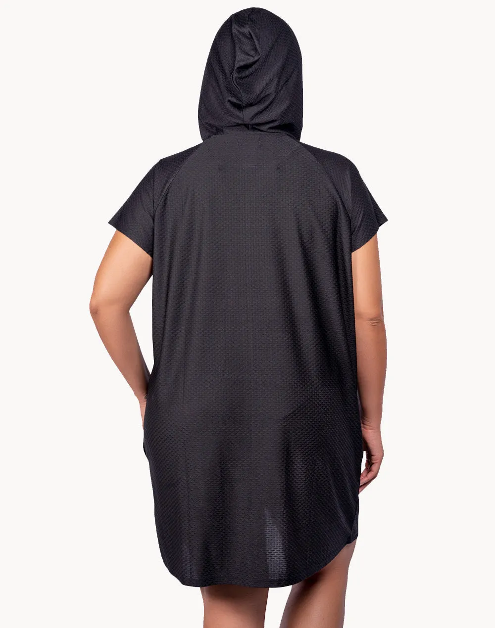 Waffle Raglan Plus Size Zip Hoodie Dress