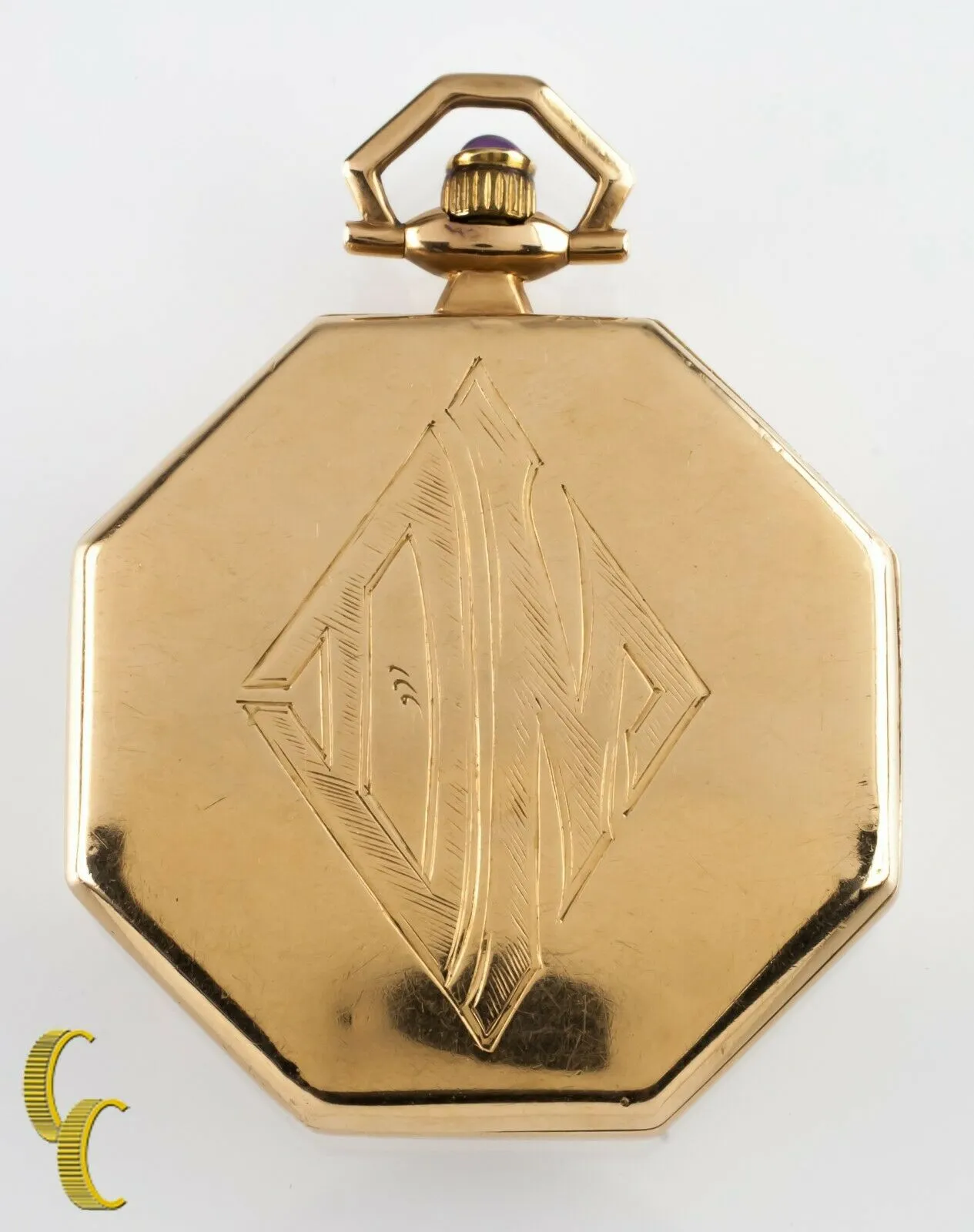 Waltham Octagon Antique 14k Open Face Pocket Watch Gr 225 12S 17 Jewel