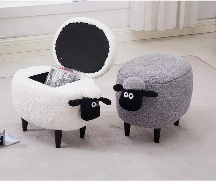 Washable Stool with Storage: Sheep Edition