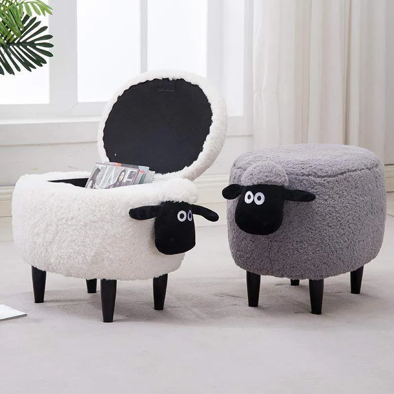 Washable Stool with Storage: Sheep Edition