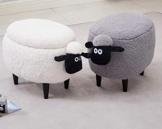 Washable Stool with Storage: Sheep Edition
