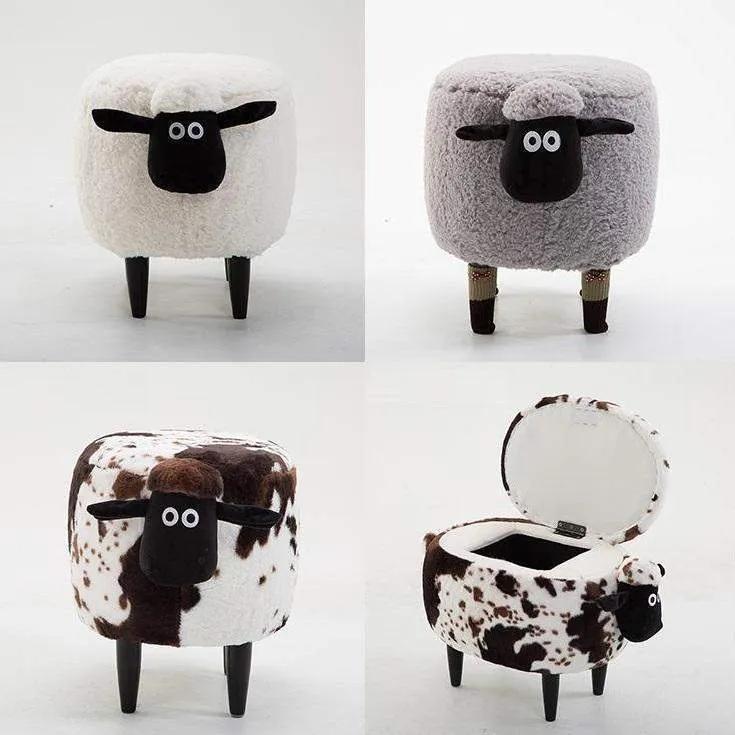 Washable Stool with Storage: Sheep Edition