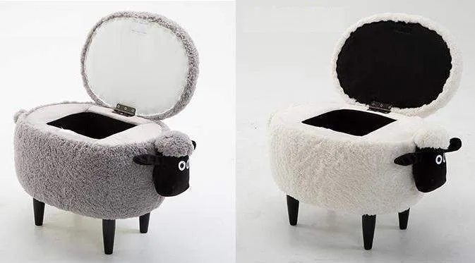 Washable Stool with Storage: Sheep Edition