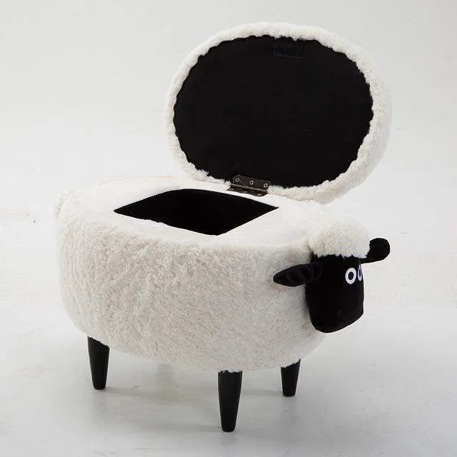 Washable Stool with Storage: Sheep Edition