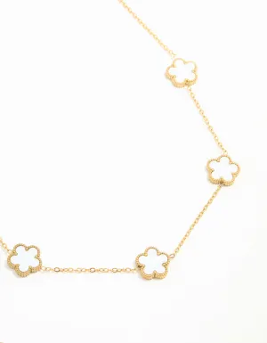 Waterproof Gold Plated Stainless Flower Charm Necklace