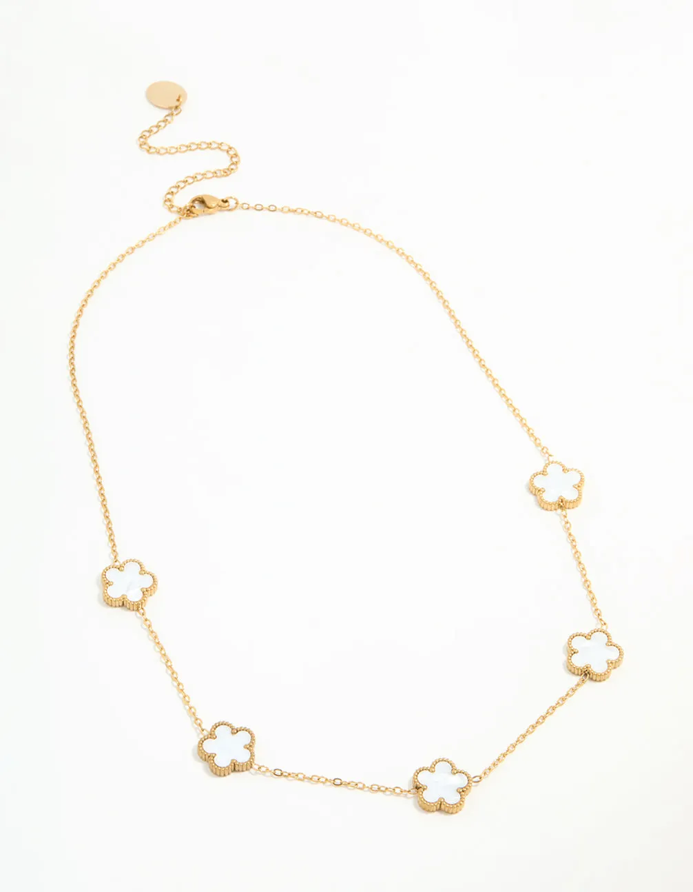 Waterproof Gold Plated Stainless Flower Charm Necklace