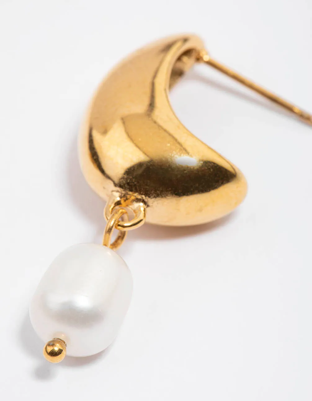 Waterproof Gold Plated Stainless Steel Freshwater Pearl & Bubble Hoop Earrings