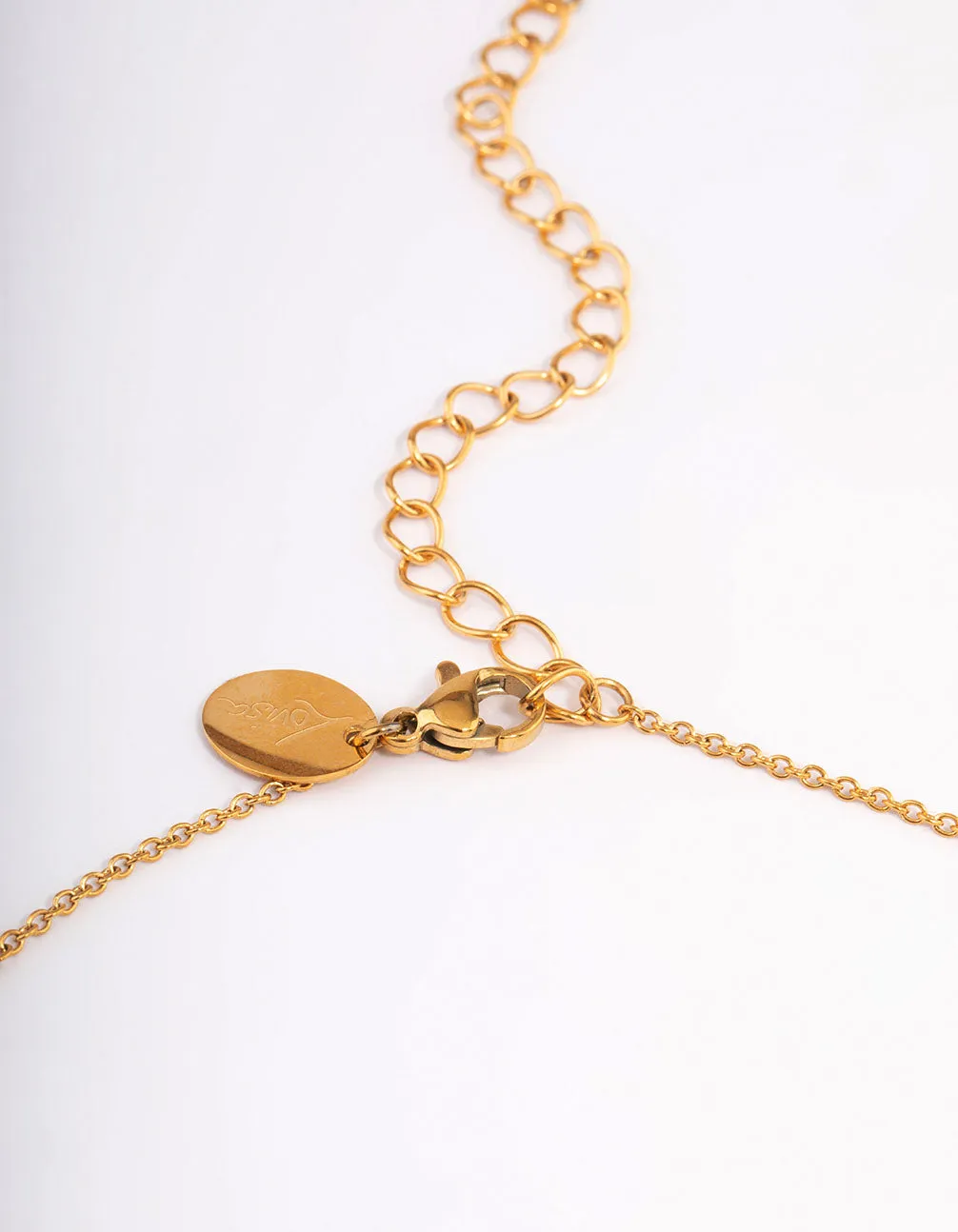 Waterproof Gold Plated Stainless Steel Teardrop Stone Pendant Necklace