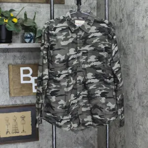 Weatherproof Mens Button Up Camouflage Long Sleeve Shirt Green Camo L