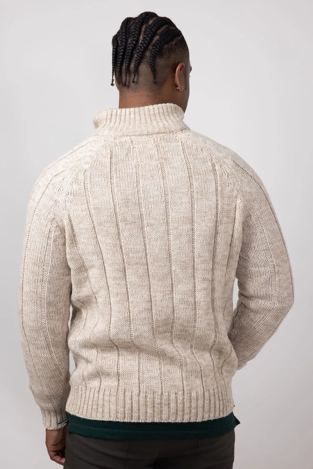 Weatherproof Vintage Cable Button Neck Sweater for Men in Beige | F2440639GK-BEIGE